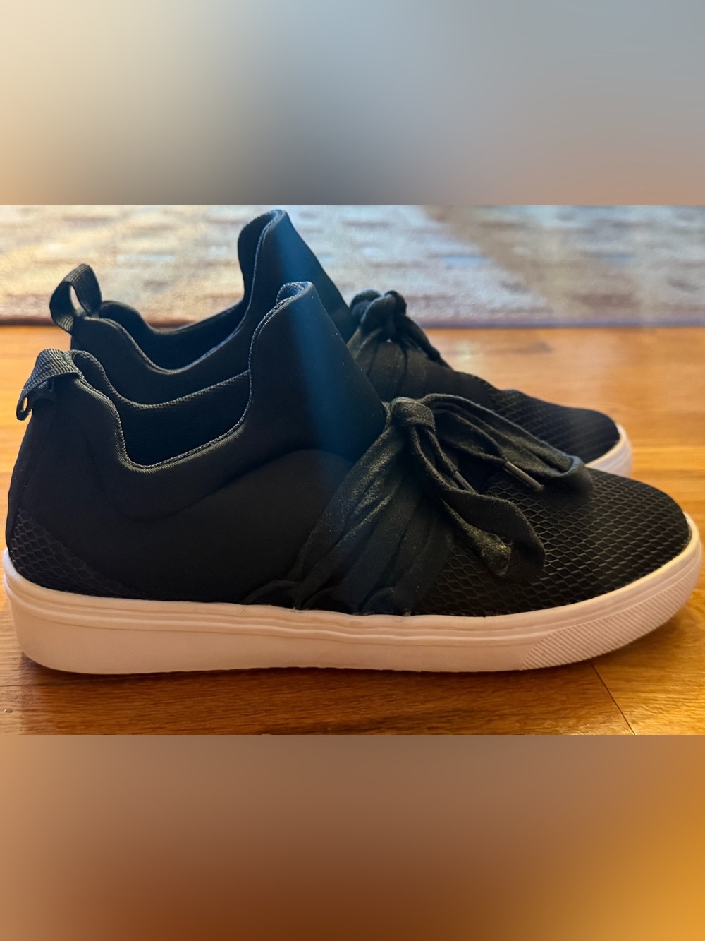 Steve Madden Black Slip-On Sneakers with White Sole
